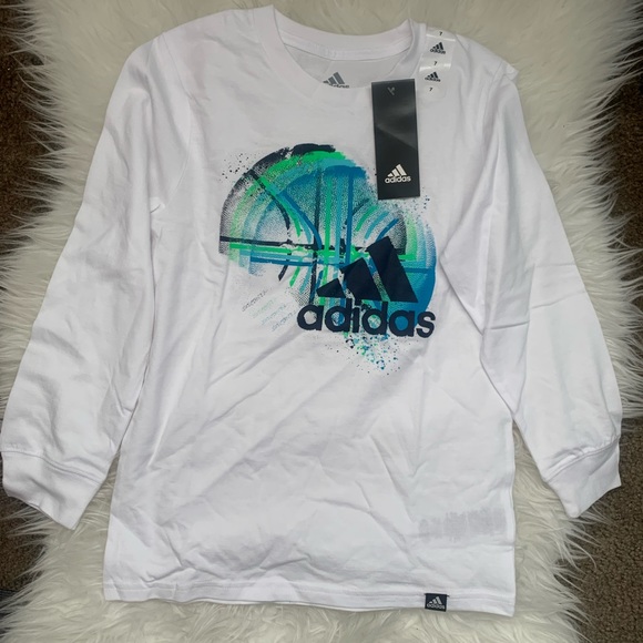Adidas Boys Long Sleeve Shirt Size 7 - Picture 1 of 3